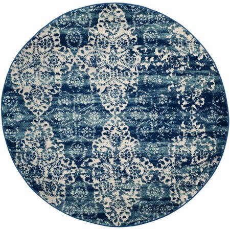 Safavieh Evoke Round Area Rug, Royal and Ivory - 5 ft.-1 in. x 5 ft.-1 in. EVK266F-5R